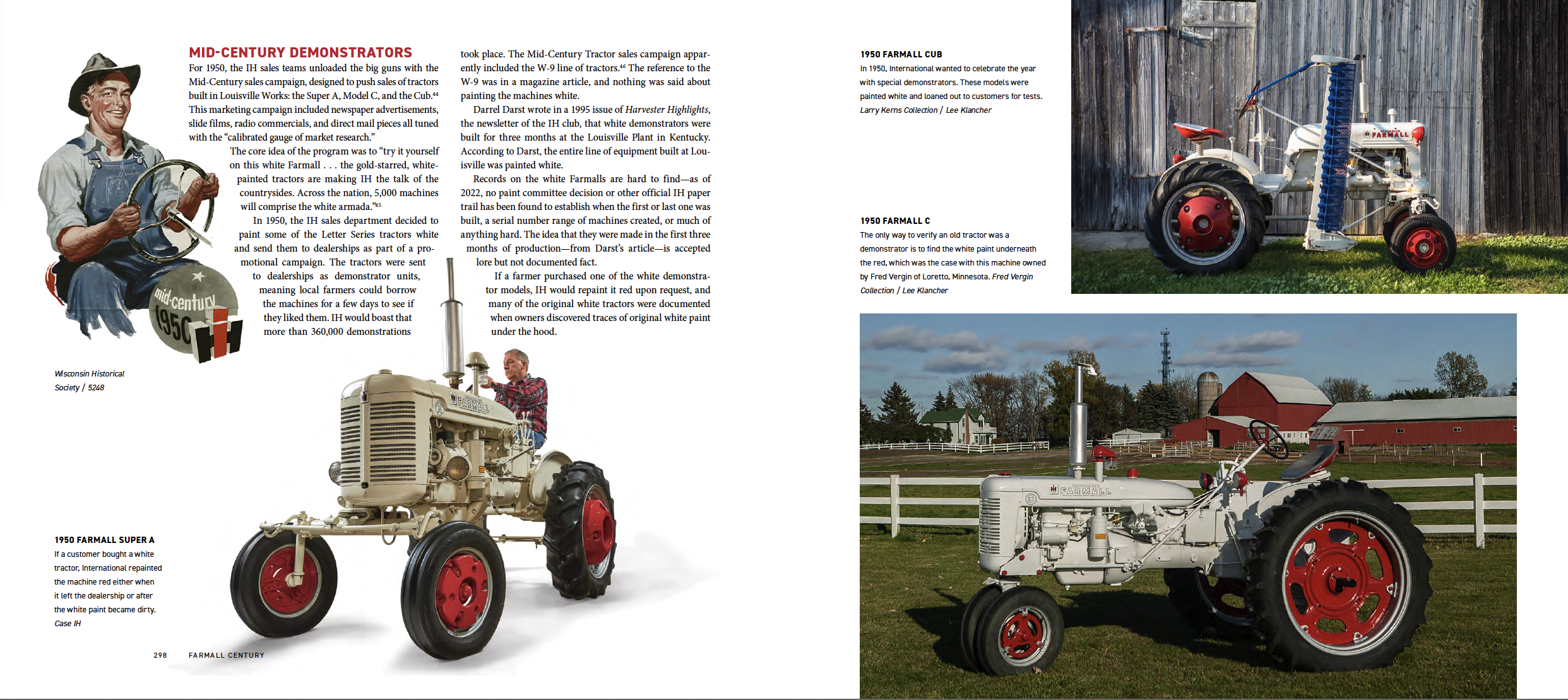Page from the book showing Farmall Letter Series tractors painted white