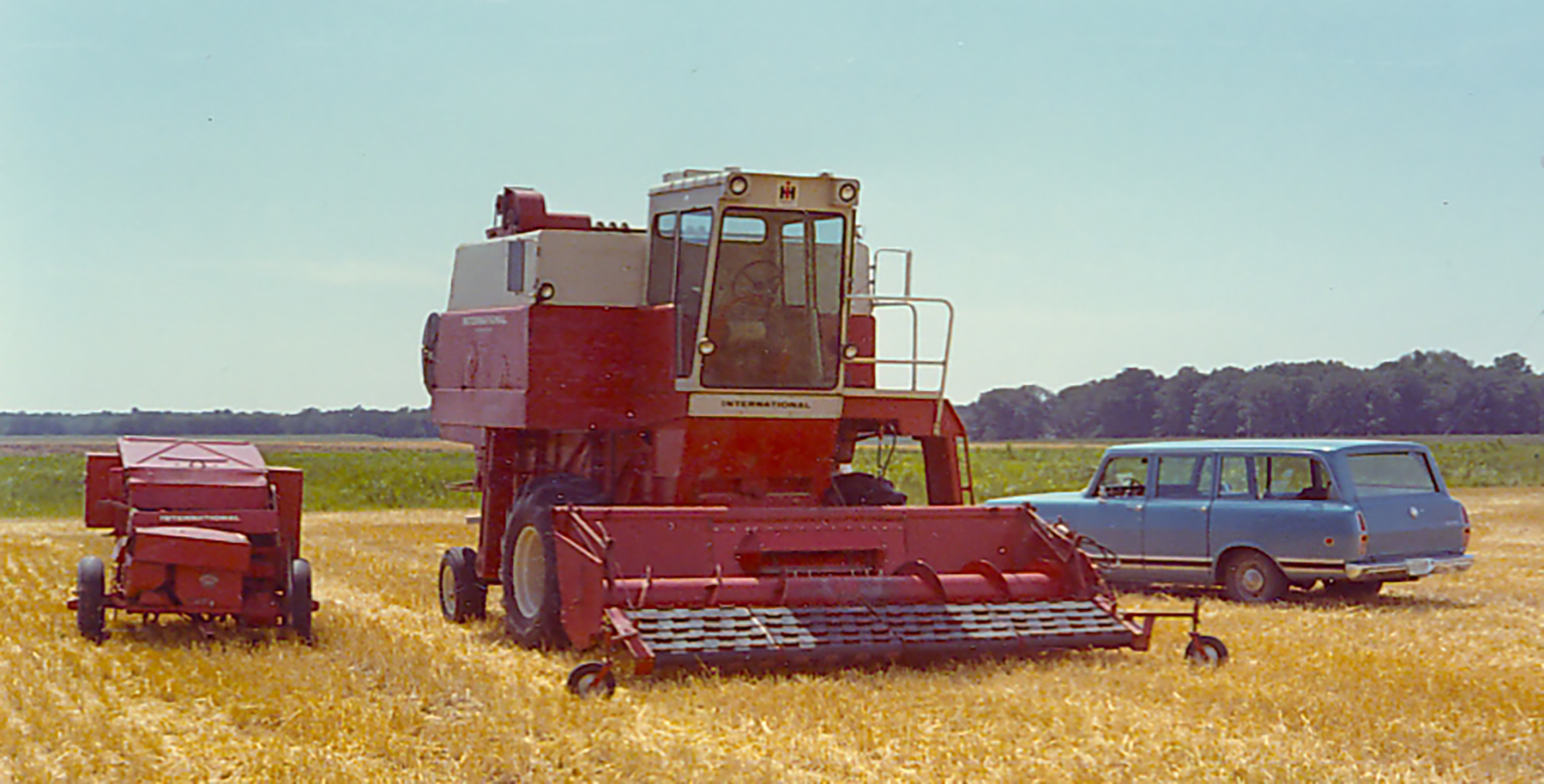 Early Axial Flow Combine being tested in Aberdeen, South Dakota in July 1970
