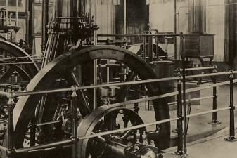 old photo of large diesel engine