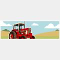 Farmall tractor on whimsical background
